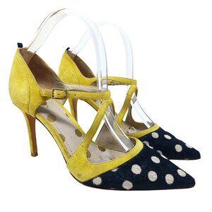 Boden Yellow and Black Polka Dot Heels